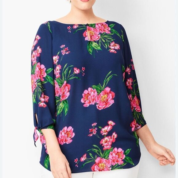 Talbots Floral Tie-Sleeve Blouse size 3XP - Picture 1 of 8